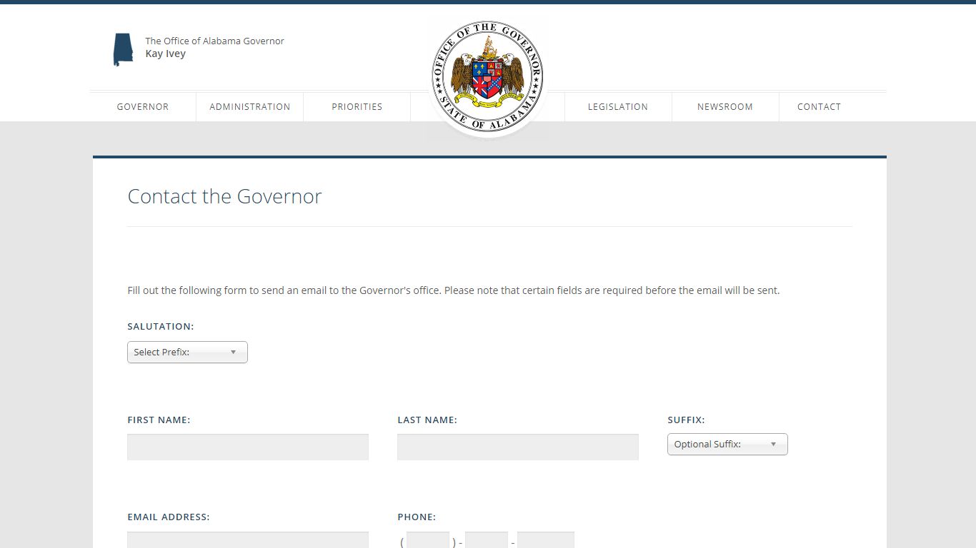 Contact | Kay Ivey - Governor of Alabama